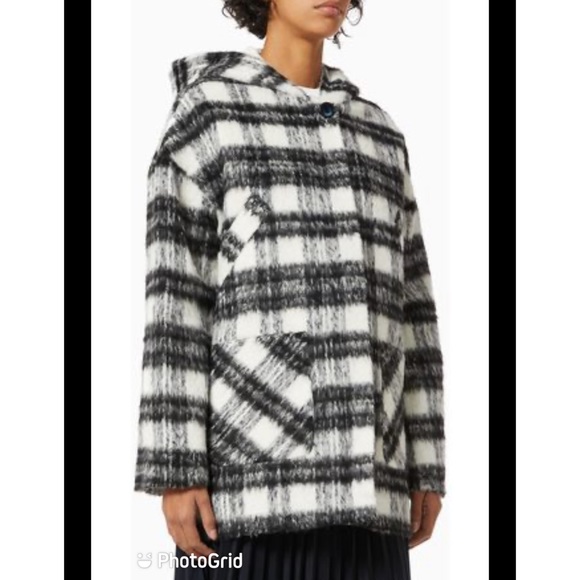 Ted Baker Tortis Checked Hooded Wool-Blend Coat sz US 2/UK 0 - Picture 9 of 12